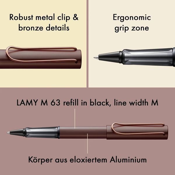 Ручка-ролер LAMY Lx marron M M63 чорний стрижень (4034048) 4034048 фото