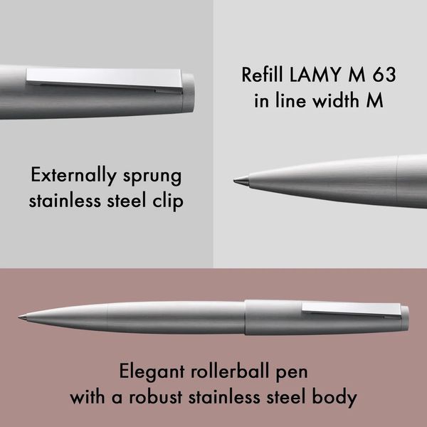Ручка-ролер LAMY 2000 сталева стрижень M63 1,0 мм чорний (4029636) 4029636 фото