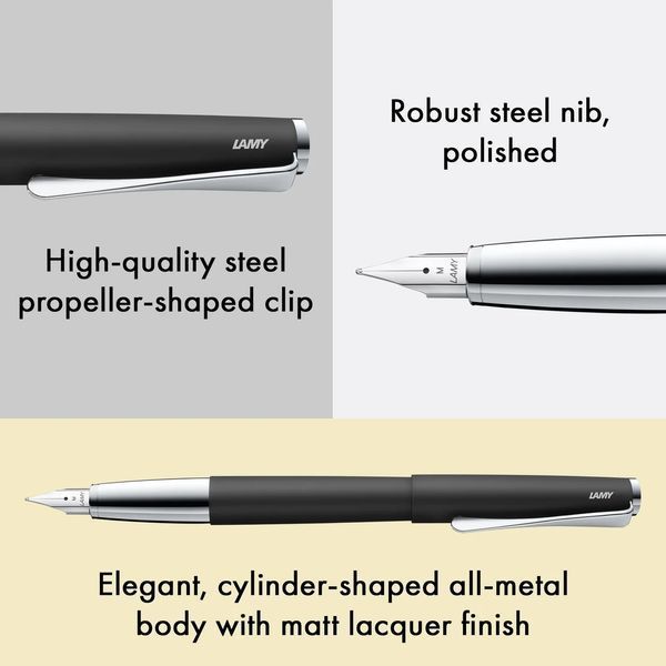 Ручка чорнильна LAMY studio чорна M сині чорнила (4000451) 4000451 фото