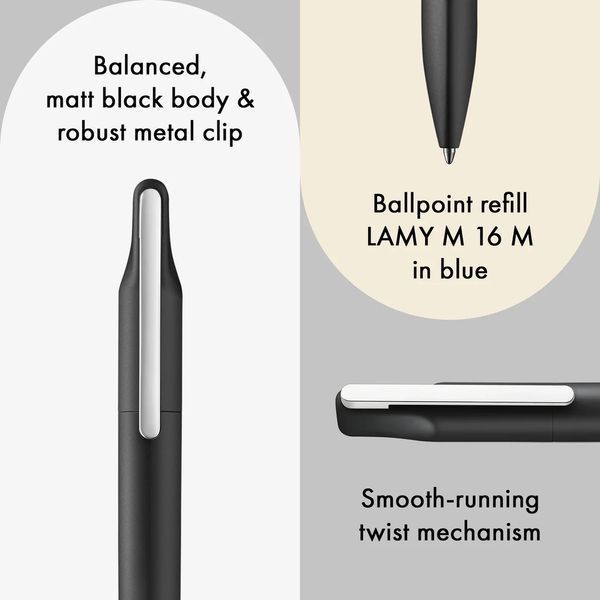 Ручка кулькова LAMY xevo чорна M16 синій стрижень (4033836) 4033836 фото