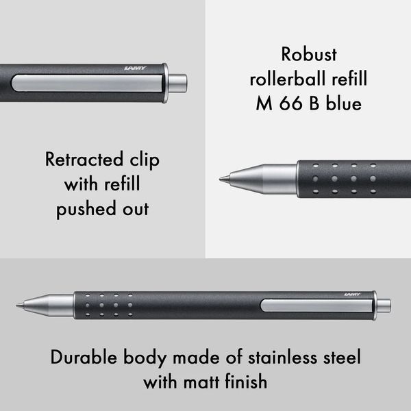 Ручка-ролер LAMY swift anthracite M M66 чорний стрижень (4001149) 4001149 фото