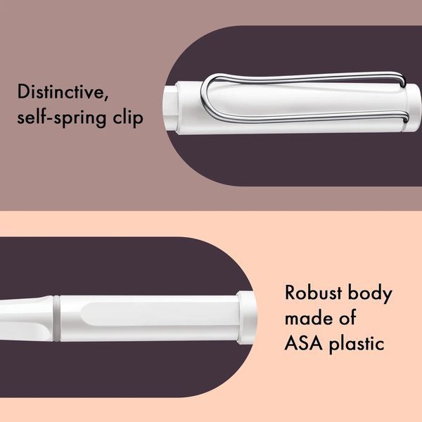Ручка-ролер LAMY safari біла стрижень M63 синій (4014519287162) 4001125 фото