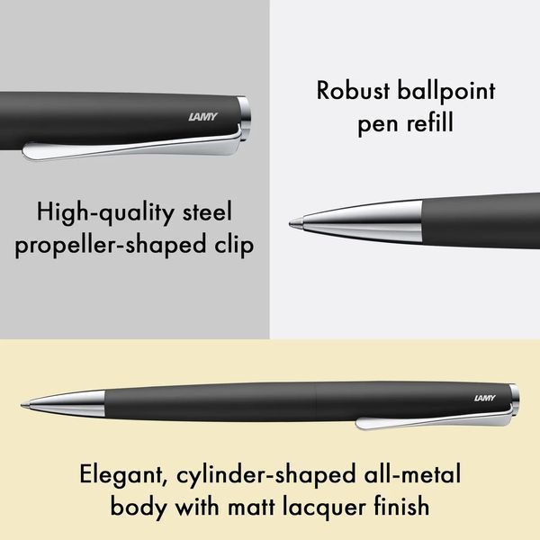 Ручка кулькова LAMY studio матова чорна стрижень M16 1,0 мм чорний (4026540) 4026540 фото