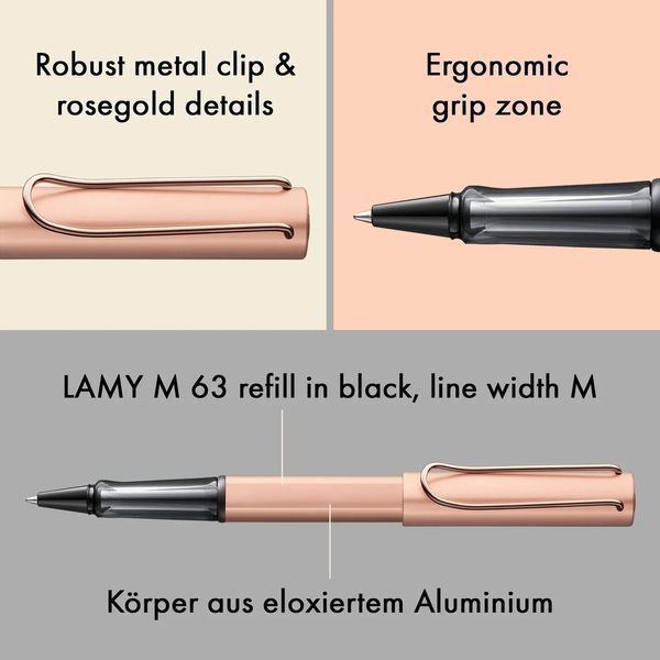 Ручка-ролер LAMY Lx rosegold стрижень M63 1,0 мм чорний (4031635) 4031635 фото