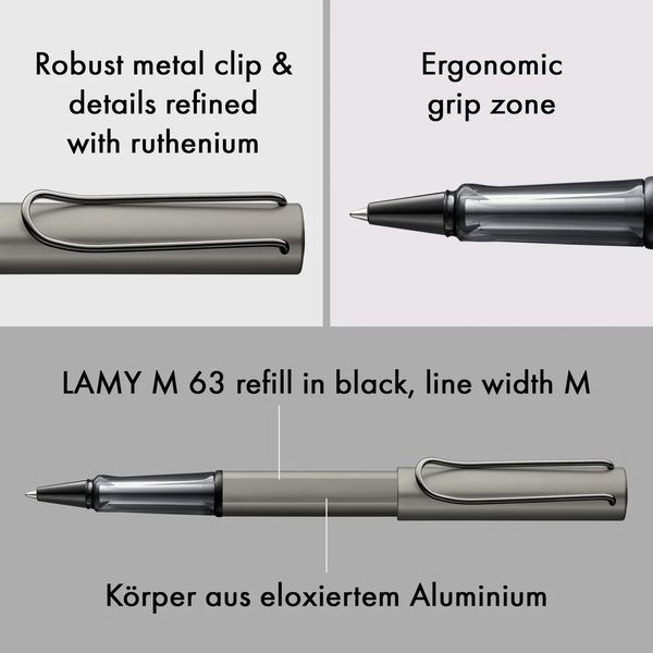 Ручка-ролер LAMY Lx ruthenium стрижень M63 1,0 мм чорний (4031637) 4031637 фото