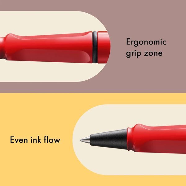 Ручка-ролер LAMY safari червона стрижень M63 синій (4014519282624) 4001104 фото