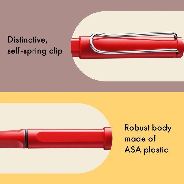 Ручка-ролер LAMY safari червона стрижень M63 синій (4014519282624) 4001104 фото