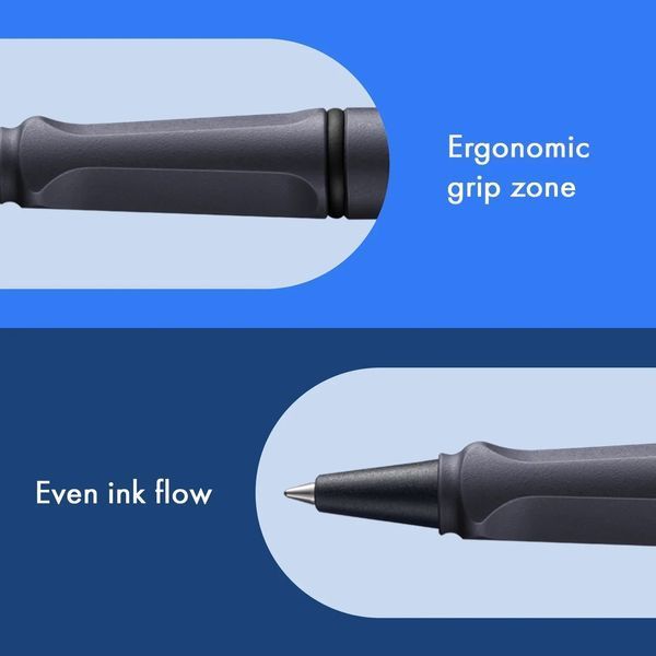 Ручка-ролер LAMY safari steel black стрижень M63 1,0 мм синій (4032322) 4032322 фото