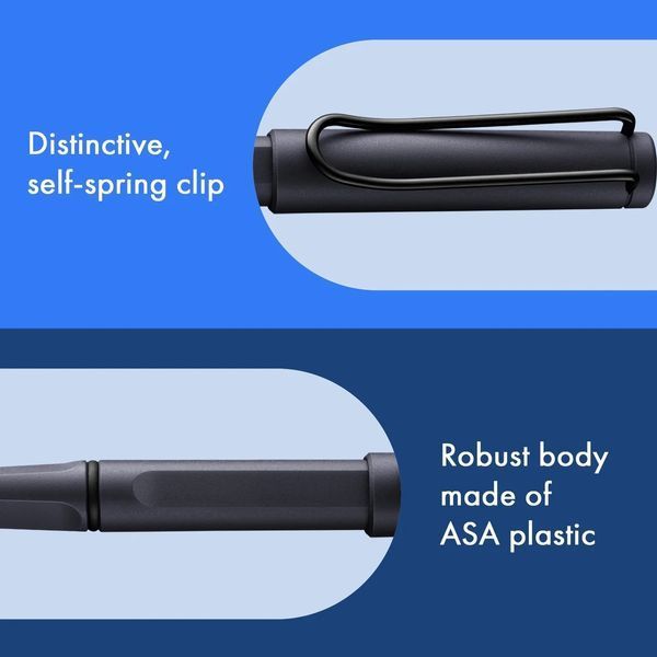 Ручка-ролер LAMY safari steel black стрижень M63 1,0 мм синій (4032322) 4032322 фото