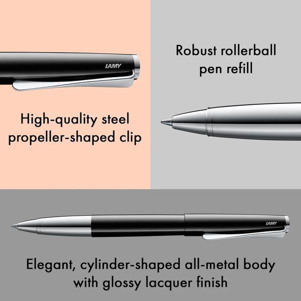 Ручка-ролер LAMY studio pianoblack M M63 чорний стрижень (4032682) 4032682 фото
