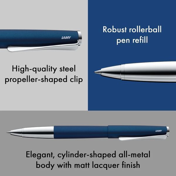 Ручка-ролер LAMY studio imperialblue M M63 чорний стрижень (4001215) 4001215 фото