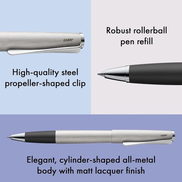 Ручка-ролер LAMY studio матовий хром стрижень M63 чорний (4001209) 4001209 фото