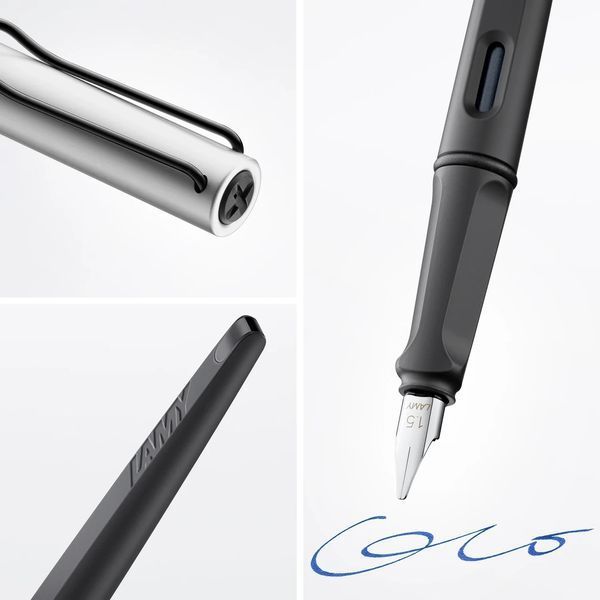 Ручка чорнильна LAMY joy матова чорна з хромованим ковпачком 1,1 мм чорнила T10 сині (4029990) 4029990 фото