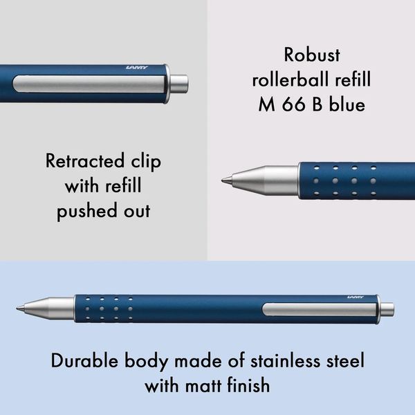 Ручка-ролер LAMY swift синя стрижень M66 чорний (4001155) 4001155 фото