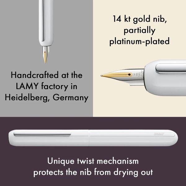 Ручка чорнильна LAMY dialog біла EF gold сині чорнила (4027880) 4027880 фото