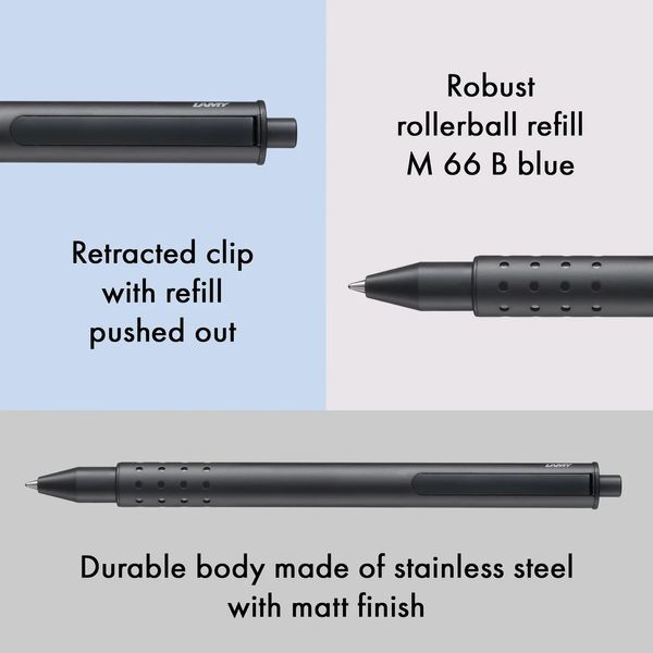 Ручка-ролер LAMY swift чорна стрижень M66 чорний (4001146) 4001146 фото