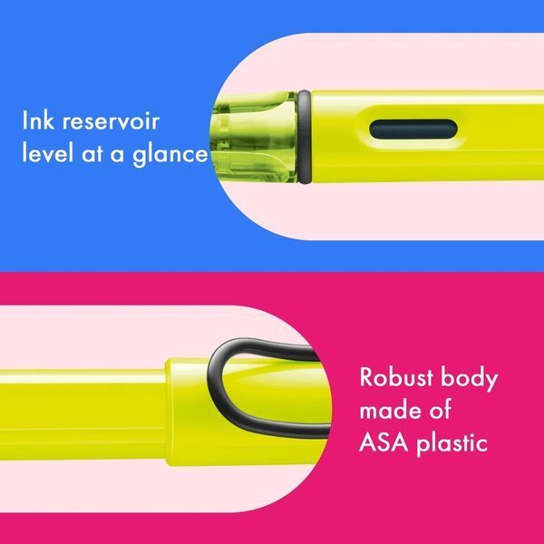 Ручка чорнильна LAMY safari F neon-yellow синє чорнило (4041853) 4041853 фото