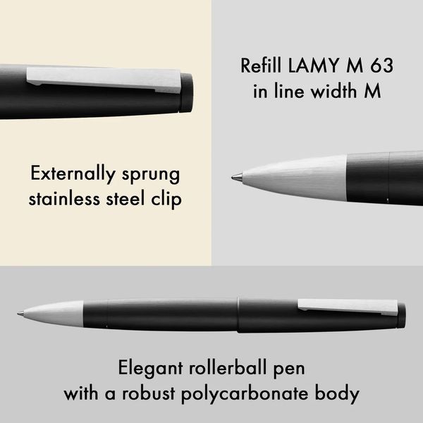 Ручка-ролер LAMY 2000 чорна стрижень M63 чорний (4001054) 4001054 фото