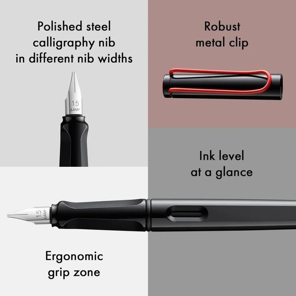 Ручка чорнильна LAMY joy чорна 1,5 T10 сині чорнила (4029993) 4029993 фото