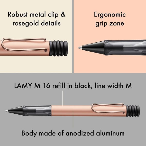 Ручка кулькова LAMY Lx рожеве rosegold M16 чорний (4031632) 4031632 фото